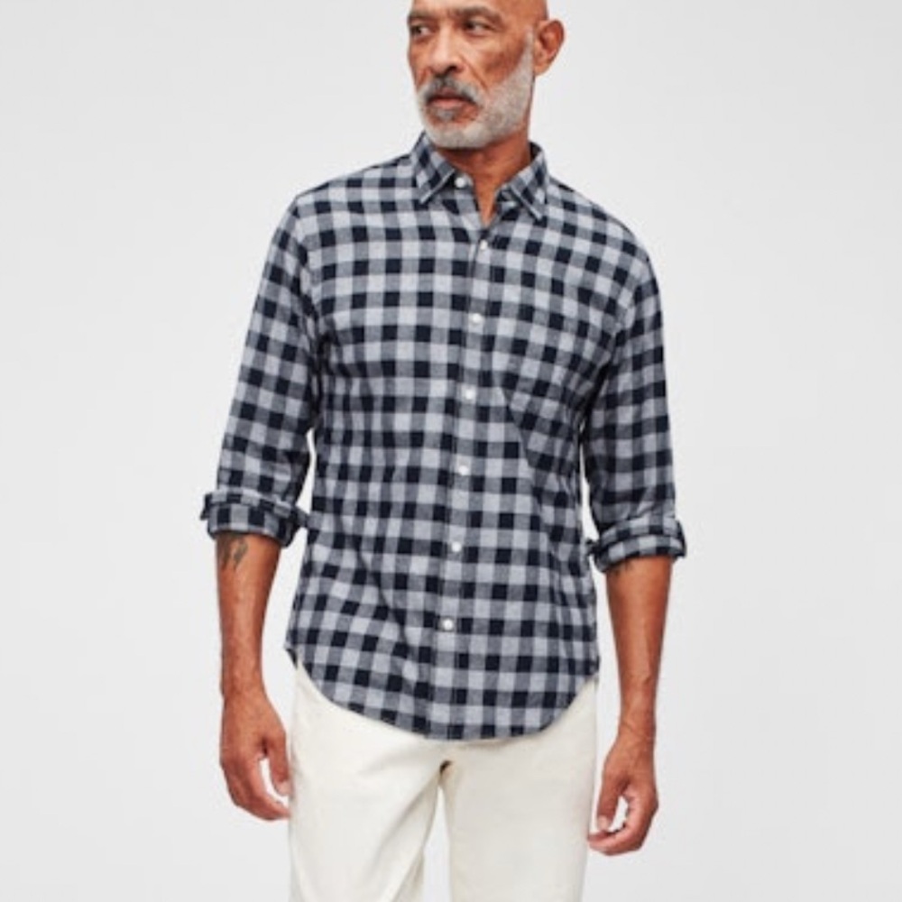 Bonobos Lightweight Flannel Shirt Medium Tailored fit in Navy Atlas Check NWT